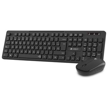 Subblim - Combo teclado ergonómico y ratón inalámbrico 2.4G Slim Business silencioso, 104 teclas QWERTY, diseño derecho para uso profesional