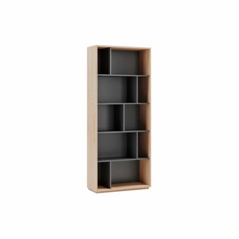 Estantería librería en melamina roble y grafito 191x80x32 cm