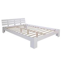 cama doble para 2 personas con somier de laminas de madera blanca 180x 200cm lit06161