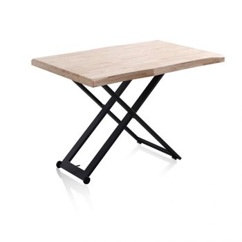Mesa de centro elevable con patas metálicas 120x49-76 cm negro roble