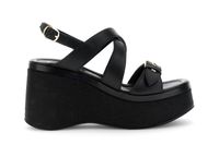 sandalias de piel con cierre de hebilla en cuna black 36