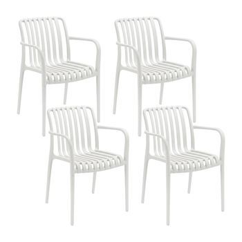 Pack De 4 Sillas Apilables De Exterior Con Reposabrazos Kaia En Polipropileno 7house