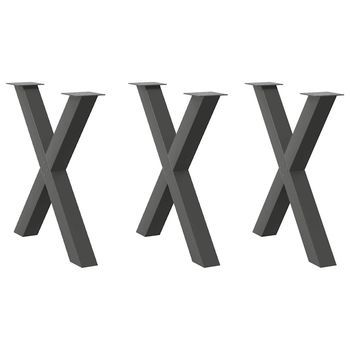 Patas Para Mesa De Comedor En Forma De X (3 Unidades), Antracita, 80 X (72-73) Cm, Acero Vidaxl