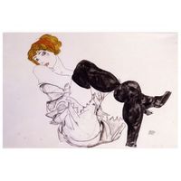 legendarte - cuadro lienzo impresion digital - mujer con medias negras - egon schiele - decoracion pared cm 60x90