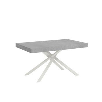 Mesa Extensible 90x140/244 Cm Karida Cemento Patas Blanca