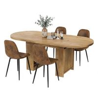 conjunto mesa 14 extensible roble y 4 sillas vintage urban meuble - roble y marron