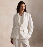 polo ralph lauren para mujer 211b14270001 blazer de lino con botonadura sencilla blanco 38 casual clasico
