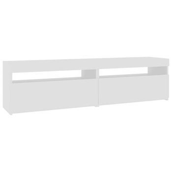 2 Uds Muebles Tv | Mueble De Salón | Armario Tv Con Luces Led Blanco 75x35x40 Cm