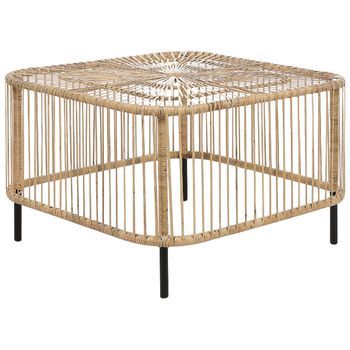 Mesa De Centro De Ratán Negro Natural 67 X 67 Cm A Mano Resistente Uv Cesantico
