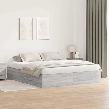 Cama Con Almacenamiento Con Puerta Gris Sonoma 200 X 200 Cm Vidaxl