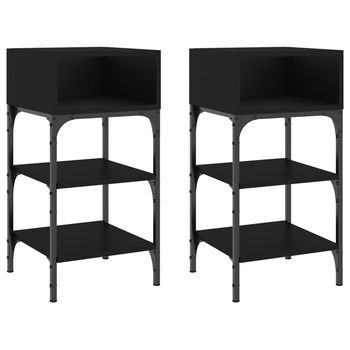 Mesitas De Noche 2 Uds Madera De Ingeniería Negro 35x34,5x70 Cm Vidaxl