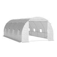 outsunny invernadero de tunel grande 6x3x2 m marco metalico galvanizado cubierta pe invernadero con puerta y ventanas enrollables   aosom espana