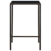 mesa alta de jardin  mesa de exterior ratan sintetico y vidrio marron 70x70x110 cm