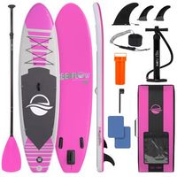 tabla paddle surf hinchable paddle board cubierta antideslizante aleta inferior para remar estuche para guardar serenelife modelo slsupb145 pvc 442 cm x 81 cm x 15 cm rosa