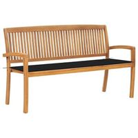banco de jardin apilable y cojin madera maciza de teca 159 cm vidaxl