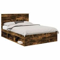 estructura de cama con cabecera roble ahumado 140 x 190 cm vidaxl