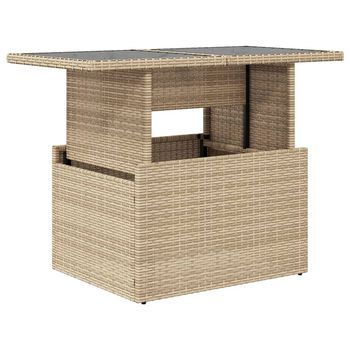 Mesa De Jardín，mesa Para Exteriores，mesa De Patio Superficie De Vidrio Ratán Pe Beige 100x55x73 Cm