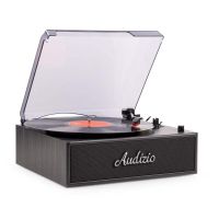 audizio reno r tocadiscos para vinilo con altavoces estereo integrados y bluetooth acabado en color negro