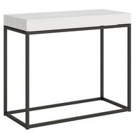 consola extensible moderna de madera blanca y patas finas de metal antracita 45 a 196 cm noro-3 alargaderas finas