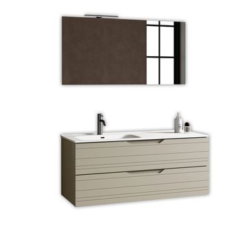 Composición Baño Lavabo Izquierda 4 Piezas Solmira Topo Mate En Mdf