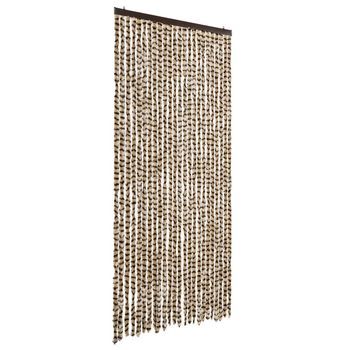 Cortina Antimoscas Chenilla Beige Y Marrón 100x200 Cm