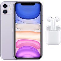 apple iphone 11  airpods with charging case 2nd generation bundle - 64 gb purple purple