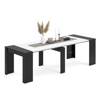 Mesa Consola Extensible 50-235x90 Cm Denis Negro Mate - Blanco Artik 51 X 78 X 90 Cm