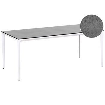 Mesa De Comedor De Jardín Con Tablero De Hpl Y Estructura De Aluminio Resistente A Los Rayos Uv Agua Óxido Blanco/gris Oscuro Sovareto