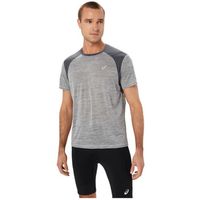 asics camiseta t-shirt road ss top gris respirant para hombre