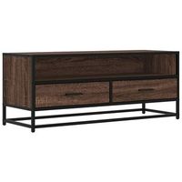 mueble tv  mueble de salon  mesa de tv metal y madera ingenieria marron roble 100x345x40 cm