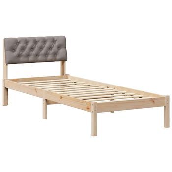 Cama Individual | Cama Para Adulto | Estructura De Cama Con Cabecera Marrón Y Taupe 80 X 200 Cm