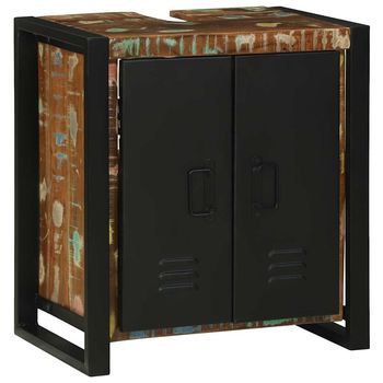 Armario De Lavabo | Mueble De Lavabo Con Estante Marrón Madera Sólida Recuperada