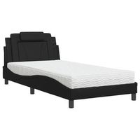 cama viana con colchon cuero sintetico negro 100x200 cm vidaxl