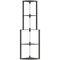 homcom lampara de pie para salon lampara con estanterias de esquina de 4 niveles brillo regulable 555 x 395 x 163 cm negro   aosom espana