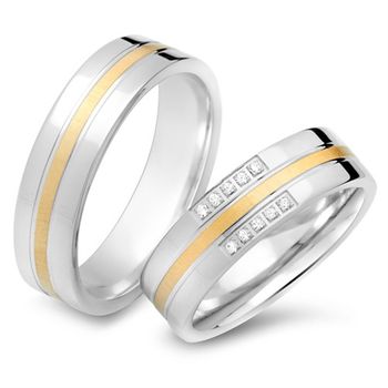 Alianzas 8 quilates oro amarillo-blanco 10 diamantes