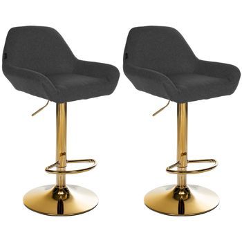 Lote De 2 Taburetes De Bar Braga Gold Tela Negro 52x51x89 Cm Clp