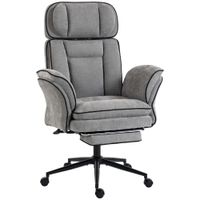 homcom silla de escritorio con reposapies reposabrazos abatibles respaldo alto y reclinable 145 reposacabezas ajustable gris   aosom espana
