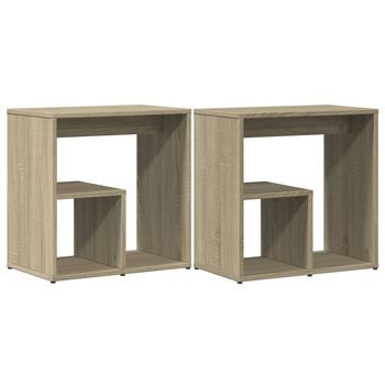 2 Uds Mesa Auxiliar | Mesita Auxiliar | Mesa De Café Madera Ingeniería Roble Sonoma 50x30x50 Cm