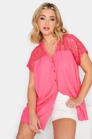 limited collection blusa rosa manga sisa con encaje mujer curvy y tallas grandes yours