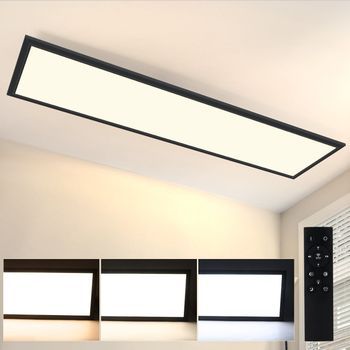 Nettlife Lámpara De Techo Led 120x30cm 48w Panel Negro Regulable Con Control Remoto Para Sala De Estar Moderna Oficina Cocina Pasillo
