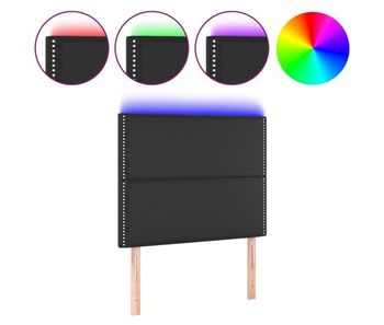 Cabecero con luces led cuero sintético negro 100x5x118/128 cm