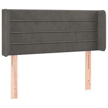 Cabecero Cama Mueble De Dormitorio Con Led De Terciopelo Oscuro 83 X 16 X 78/88 Cm Gris M02_0008918