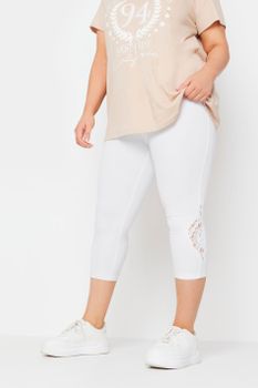Leggings Blancos Capri Con Detalle De Encaje, Mujer Curvy Y Tallas Grandes, Yours