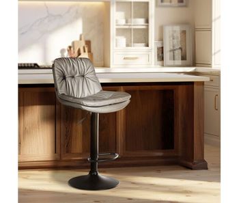 Taburete de bar laurel en polipiel simil cuero gris 54x46x92 cm