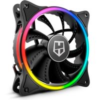 nox hummer x-fan - ventilador pc 120mm doble anillo led argb rainbow ultra silencioso con pads goma antivibracion gran flujo de aire 3 pines negro