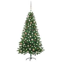 arbol de navidad preiluminado con luces y bolas verde 150 cm vidaxl