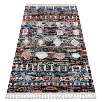Alfombra Moderna Belle Br36a Negro / Rosado Franjas 180x270 Cm