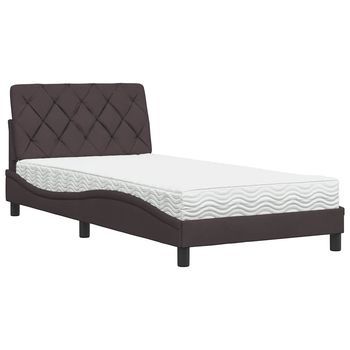 Cama Con Colchón Tela Marrón Oscuro 100x200 Cm Vidaxl