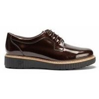 pitillos zapatos de tacon blucher charol marron para mujer
