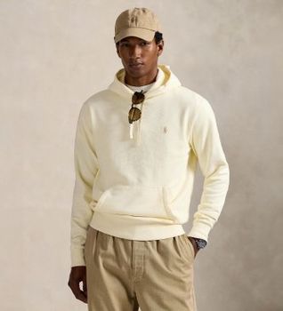 Polo Ralph Lauren para hombre. 710916690003 Sudadera de rizo con capucha beige (L), Casual, Algodón